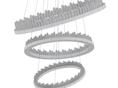 Randall chandelier with three rings hanging from ceiling 3D model