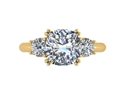 Ring100 three stone engagement ring gold 3D print model