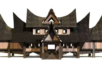 Rumah Adat Gadang Sumatera Barat Low-poly 3D model