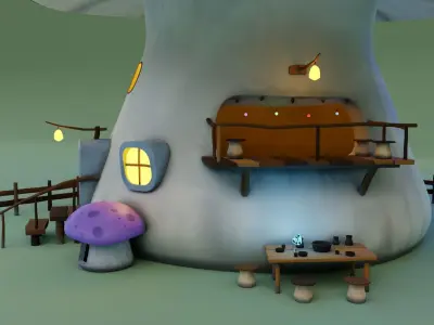Mushroom House Scene  3D model