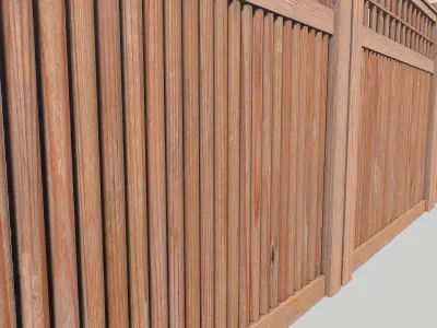 Modular Wooden Fence 4 Low-poly 3D model