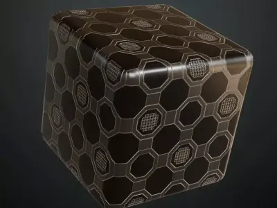 Geometric Hexagonal Decorative Metal Plates PBR Seamless Texture