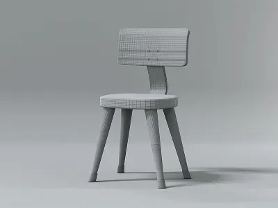 Wooden chair for kids 3D model