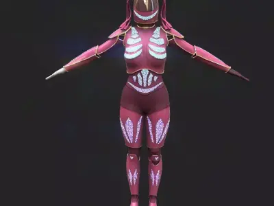 High-quality pink robot 3D model