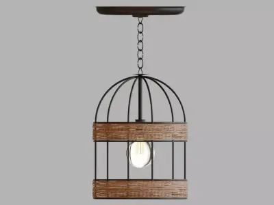 JUTE LAMP NATURE LAMP STEEL AND ROPE RUSTIC 3D model