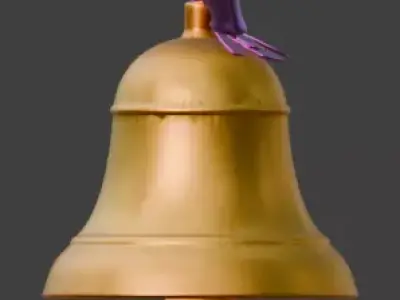 High-Quality 3D Cartoon Midnight Bell Sculpture Low-poly 3D model