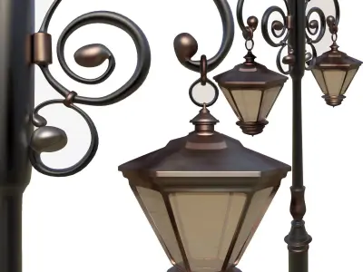 Decorations 2pole Ligting column Low-poly 3D model