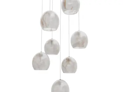 Lazio 7-Light Round Multi-Drop Pendant Currey Company 3D model
