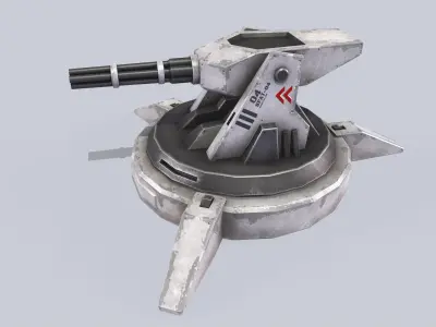 Scifi advance turret Low-poly 3D model buy