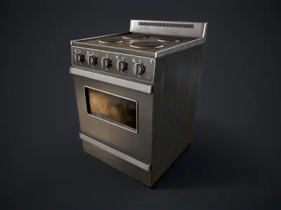 Old electric stove Low-poly 3D model