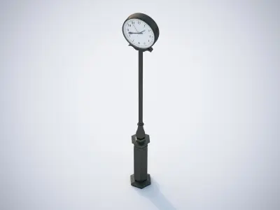 Street clock with a white dial 3D model