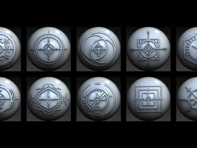 50 Sci -Fi Hologram VDM Brushes for Zbrush Vol 2 3D model