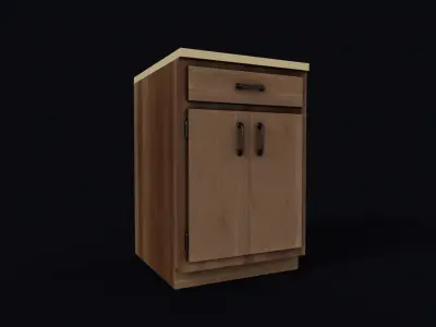 Kitchen Counter 80s Low-poly 3D model