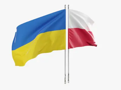 Flag Poland Ukraine Support 3D model