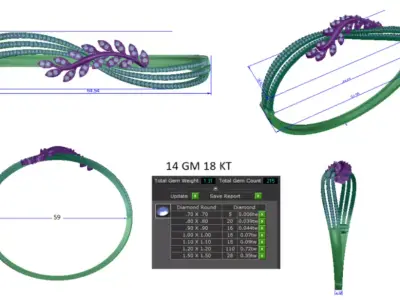 diamond bracelet  3D print model 2