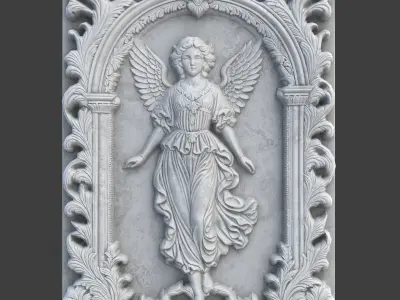 Renaissance Angel Wall - Bas Relief Wall Decor 230902 Low-poly 3D model