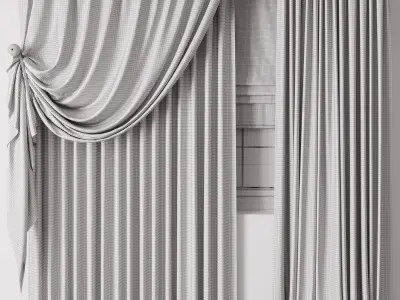 hadi curtain 63 classic curtain with roman blind Low-poly 3D model