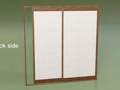 Japanese Shoji with designed lattice Low-poly 3D model