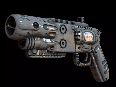 Gun scifi 3d model scifi Low-poly Low-poly 3D model Low-poly 3D model