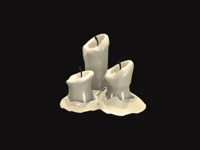 Medieval Candle Bundle Low-poly 3D model