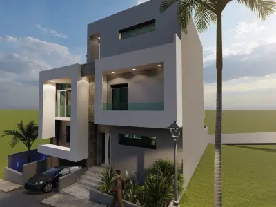 Modern house exterior design  3D model
