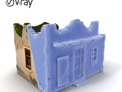 Rustic Stone House with Moss Model Pack Low-poly 3D model