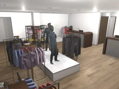 Fashion shop - interior and props Low-poly 3D model