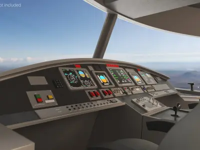  Technical Cargo Transport Airship Gray with Interior 