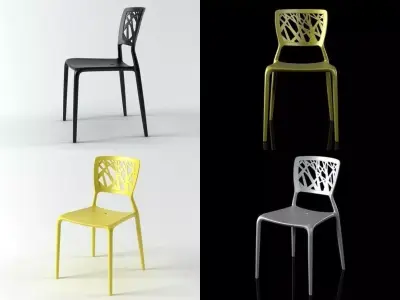 Viento four different colored chairs 3D model