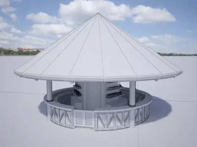 Conical Thathc Roof Pavilion Bar Kiosk 3D model