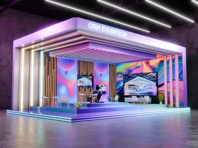 Futuristic Sci-Fi Neon Exhibition Booth 3D Model 3D model