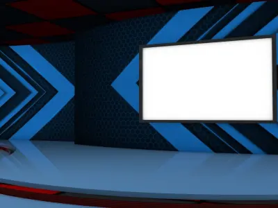 Virtual Set television studio with lights 3D model