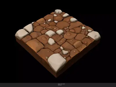 Stylized Stone Path Low-poly 3D model