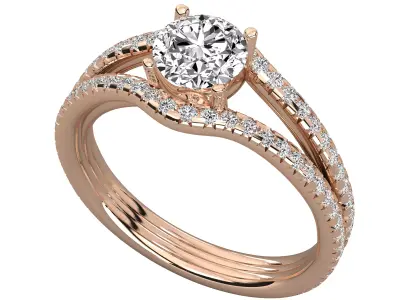 Women Light Weight Solitare Diamond Wedding Ring   37 3D print model