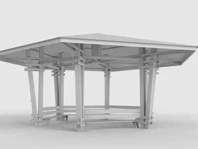 Wooden Pavilion Low-poly 3D model