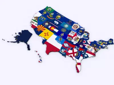 US Political Map with Counties 3D model