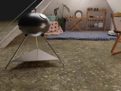 Tent camp outdoor campsite 3D model