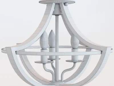 Montana Rustic Semi Flush Ceiling Light 3D model