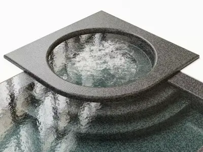 Swimming pool with jacuzzi Low-poly 3D model