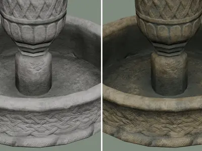 Ancient Water Fountain old dirty concrete Low-poly 3D model