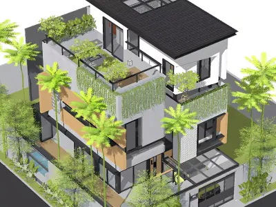3D Model house Modern Minimalist Tropic Split Lv 3D model