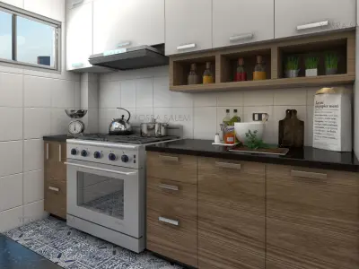 modern small kitchen 3D model
