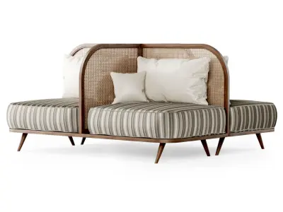 Two-seater restaurant sofa TS2 double side  3D model