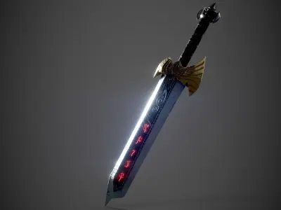 Sword with lights Low-poly 3D model purchase