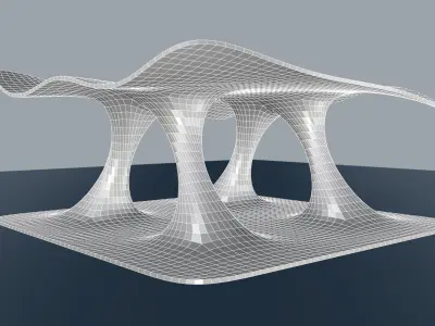 Wavy Pavilion Smooth Columns Low-poly 3D model