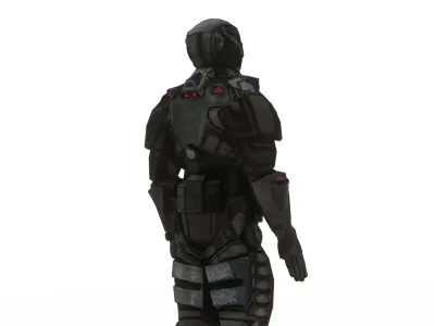 Aegis Warframe  Futuristic Humanoid Robot Rigged Low-poly 3D model