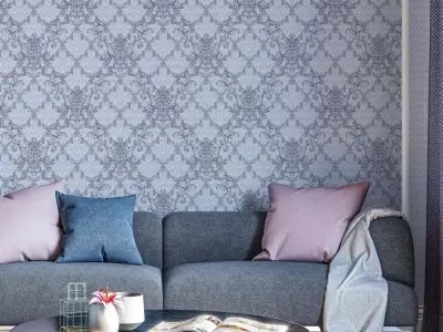 Powder Blue Baroque Damask Wallpaper Texture