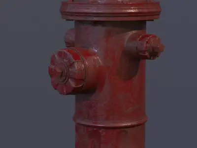 Fire Hydrant Low-poly 3D model 8