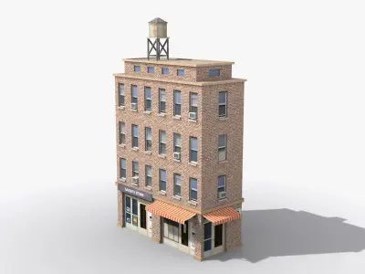 Apartment Building x9 Low-poly 3D model
