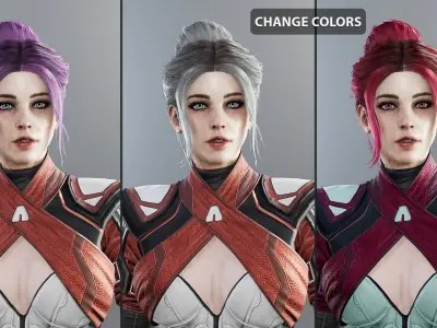 Sci-fi female Low-poly 3D model